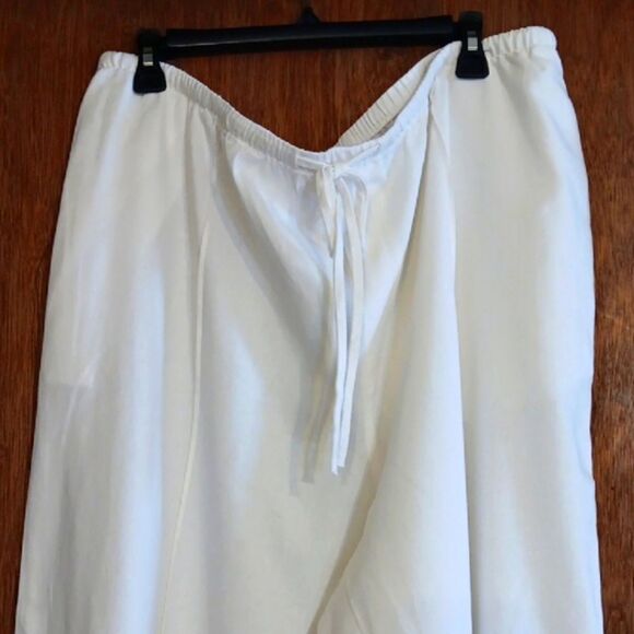 New 1X A New Day Linen Raylon Blend Wide Leg High Rise Pull On Pants Whi… - Picture 4 of 7